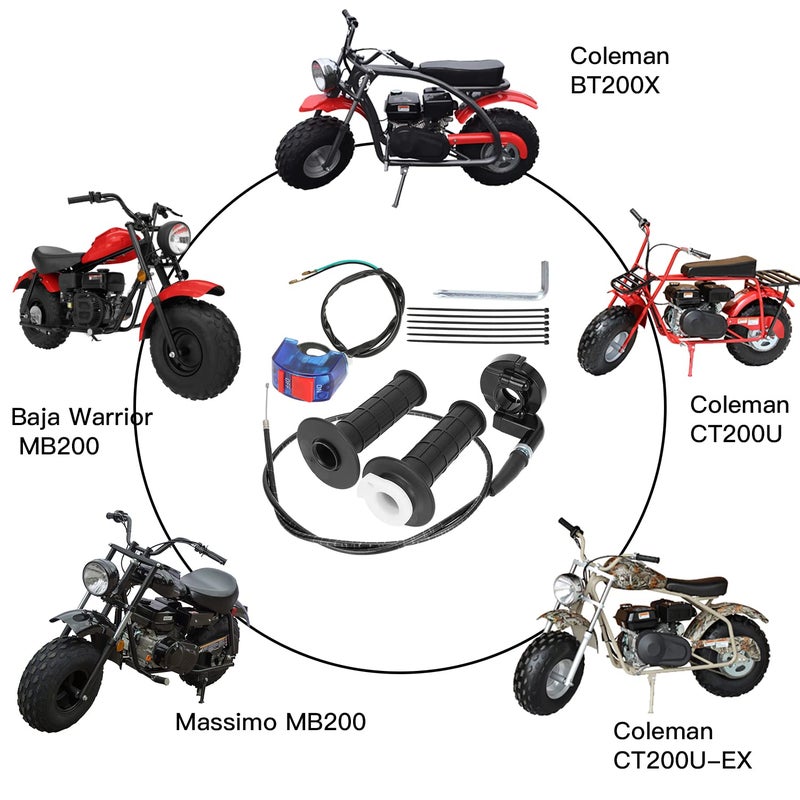 YOXUFA Mini Bike Throttle Cable Assembly for Coleman CT200U CT200U-EX BT200X Baja DB30 Warrior MB200 Predator 212cc Massimo Motovox 196cc 200cc 6.5hp Engine Parts 22mm 7/8 Handle Grip Accessories - Image 2